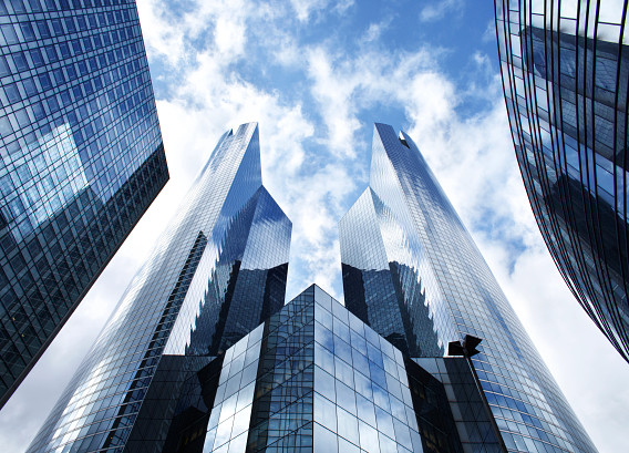 glass skyscrapers in the city