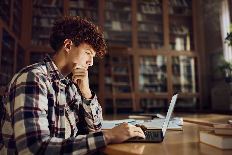 Student studying